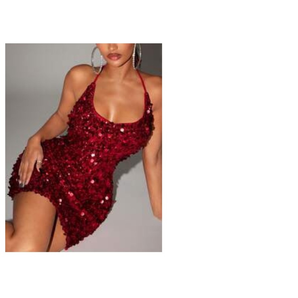 Red sequin dress
